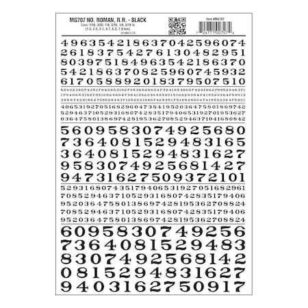 Woodland Scenics R.R. Numbers Roman, Dry Transfer - Black WOO707